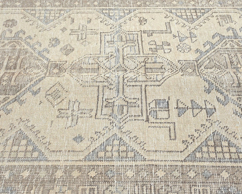 12 Ft Vintage Brown Persian Style Hand Knotted Distressed Low Pile Wool Runner Rug